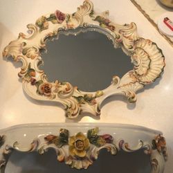 Vintage Porcelain Mirror w/ Wall Table [Price Negotiable]