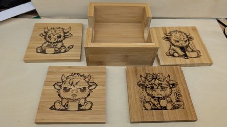 Laser Engraved Bamboo Coasters