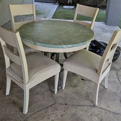 Extendable Wooden Table with leaf 4 chairs and cover