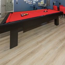 BRAND NEW 8FT Brookline Pool Table – Modern Black / Red Felt – 