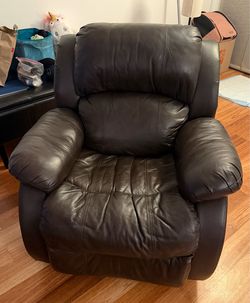 Brown leather recliner