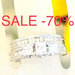 Diamond Engagement Ring Wedding Ring Set NATURAL DIAMONDS 1.60 Carats Christmas 🎄 SALE -70% Appraisal Is From When Gold Was 2000 Its Over $4000 Now 