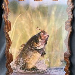 Vintage Bass Fish Wood Print 23” x 16”