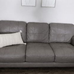 GENUINE LEATHER LIGHT GRAY SOFA $250