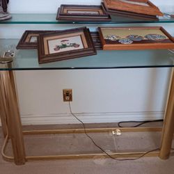Vintage Mcm Postmodern 2 Tier Glass Top Console Table 