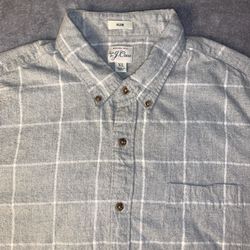 J Crew Vintage Size Extra Large Shirt Long Sleeve Windowpane Gray Grey White