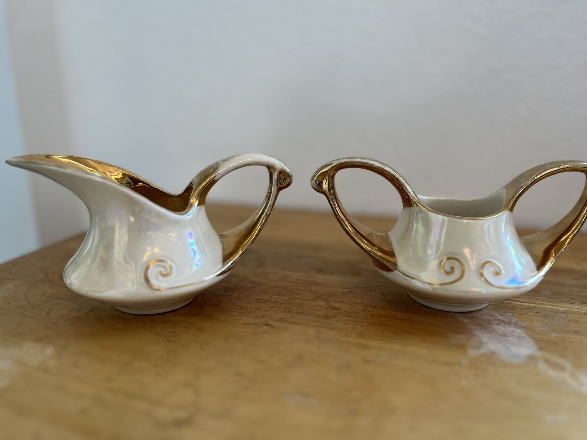 Mother Of Pearl China Creamer, And Sugar Set