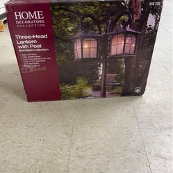 Home Decorators Collection Brimfield 88.5 in. Aged Iron 3-Head, 3-Light Outdoor Post Lamp with Clear