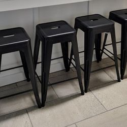 Bar Stools Black Counter Height Stackable 24 Inch High Indoor Outdoor Bancos Barra Loft Kitchen