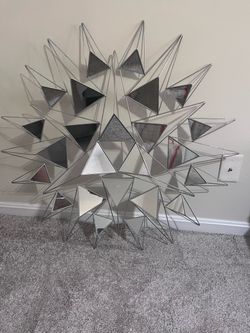 Silver round mirror