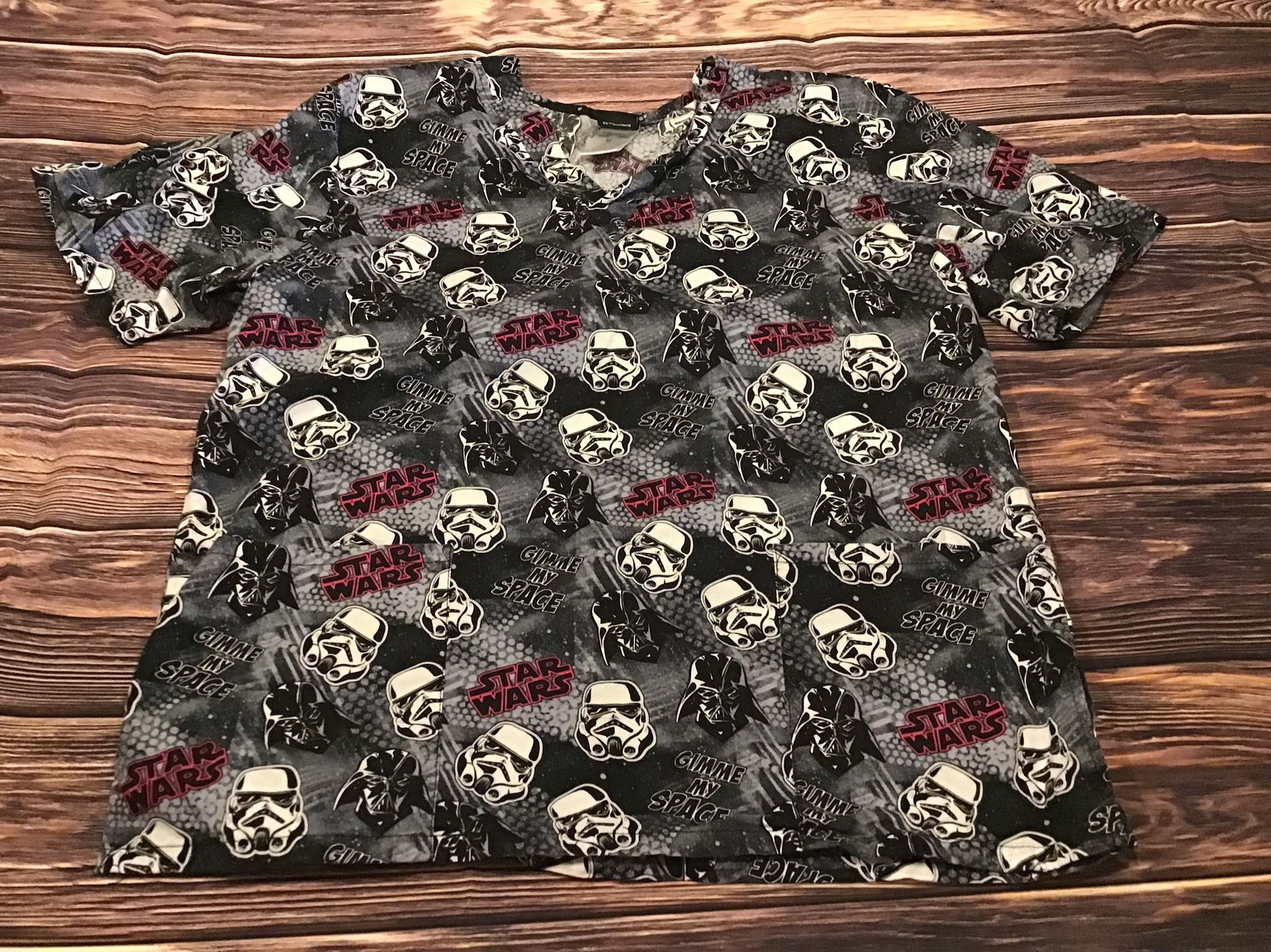 Star Wars Darth Vader Stormtrooper “gimme My Space” Scrubs Shirt Size Medium