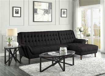 New! Natalia Collection: Black Chenille Tufted Sectional $39 Down (NO CREDIT CHECK FINANCING)
