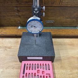 Granite Surface Check Comparator Stand Plate 6”x 6”x 2” with 8” post, Shars .0005” dial Indicator w/Extra tips, Machinist Cnc Haas