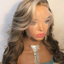 Natural Light Brown 13x6 Lace Wig w/ Highlights 