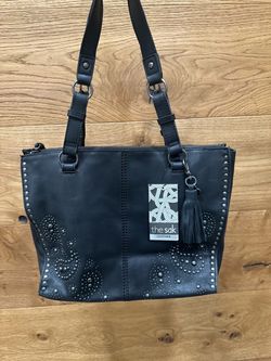 The Sak Silverlake Black Leather Studded Tote Shoulder Bag Tassel NWT 108840 MSRP $229
