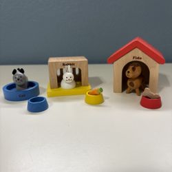 Hape Family Pets Wooden Dollhouse Animal Set 