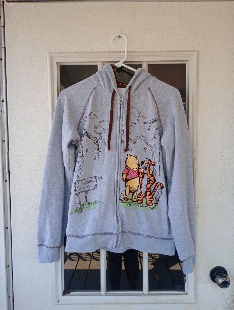 Disney Hoodie Winnie The Pooh, Fleece Womens M Pooh/Piglet/Eeyore Full Zip