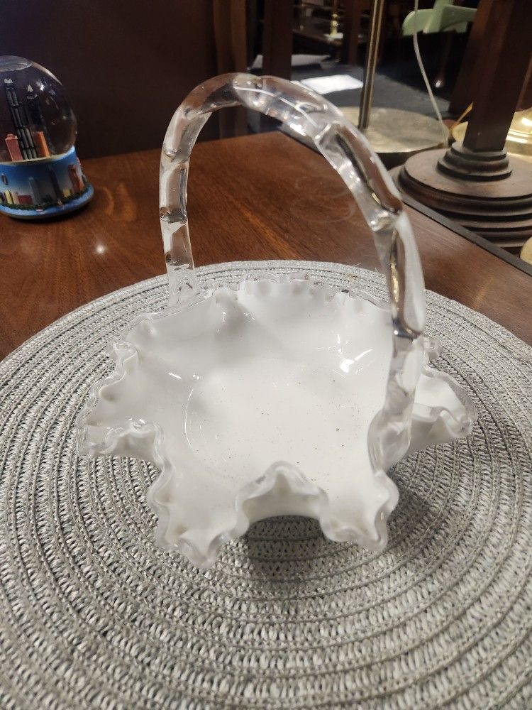 Vintage Fenton Silver Crest Basket