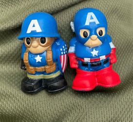 Rare Marvel Ooshies Series 2 Captain America Figure Lot - Classic & WWII Ultimate