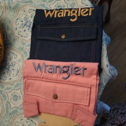 dog jackets one pink denim one blue both xl