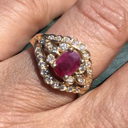 Vintage 14k Ruby And Diamond Ring