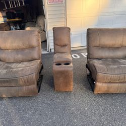 Beautiful reclining sofa (electric) two microfiber brown USB inputs