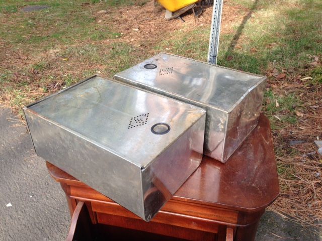 Two Vintage Hoosier Metal Breadboxes With Living Lid