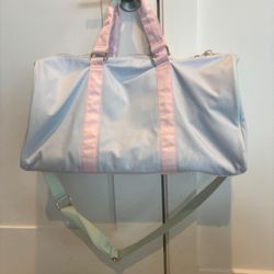 Stoney Clover Lane duffel bag. Pastel baby blue & pink. Still selling for $200 online!