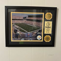 Pittsburgh Steelers Limited, edition, framed photo and coins