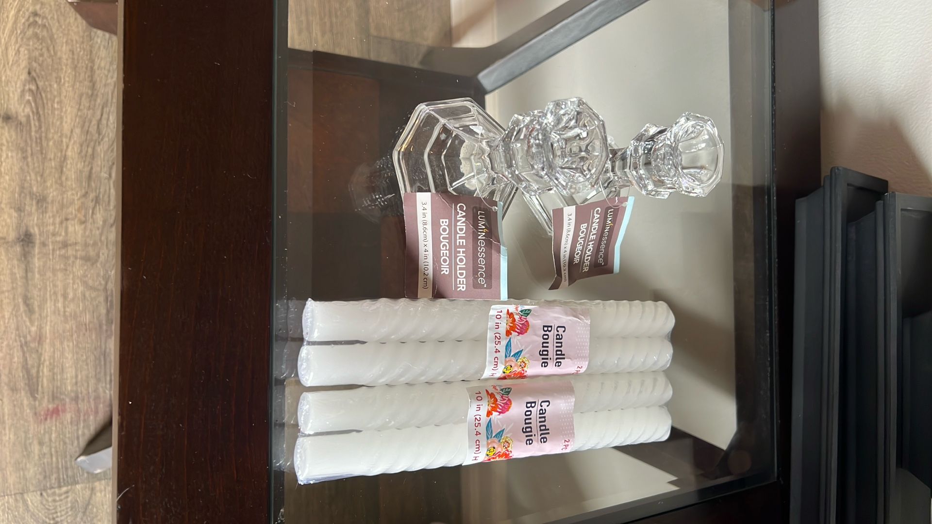 Glass Candle Holder And Candles