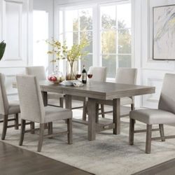 Brand New Rustic Gray 7pc Dining Table Set 