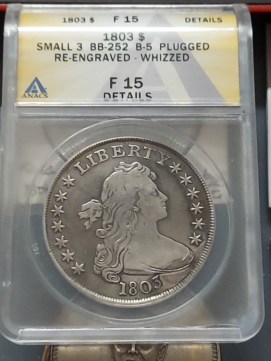 RARE U.S. GREAT 1803 DROPPED BUST SILVER ONE DOLLAR.