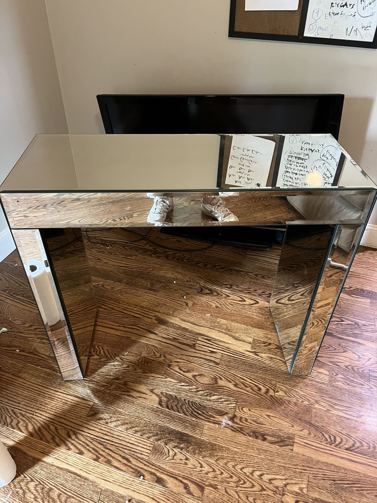 Glass Mirror Console Table
