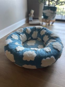 Cozy Blue Cloud Donut Pet Bed for Cat or Dog 24”