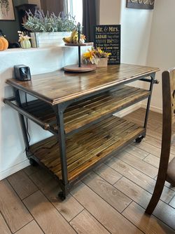 Wood/metal wine bar cart; coffee bar cart