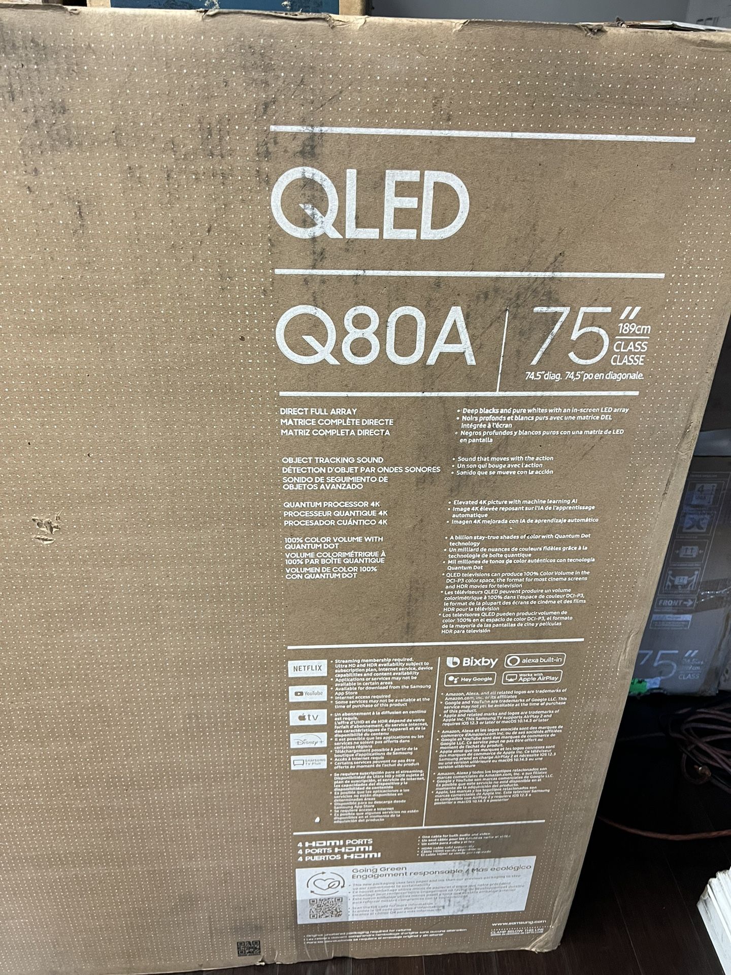 SAMSUNG 75-Inch Class QLED Q80A Series - 4K UHD Direct Full Array Quantum HDR 12x Smart TV with Alexa Built-in and 6 Speaker Object Tracking Sound - 6