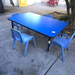 Blue Student Chairs and Table Set