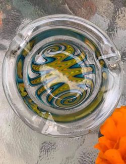 Rare Handblown Art-glass Ashtray/Dish By Artisan J=Red