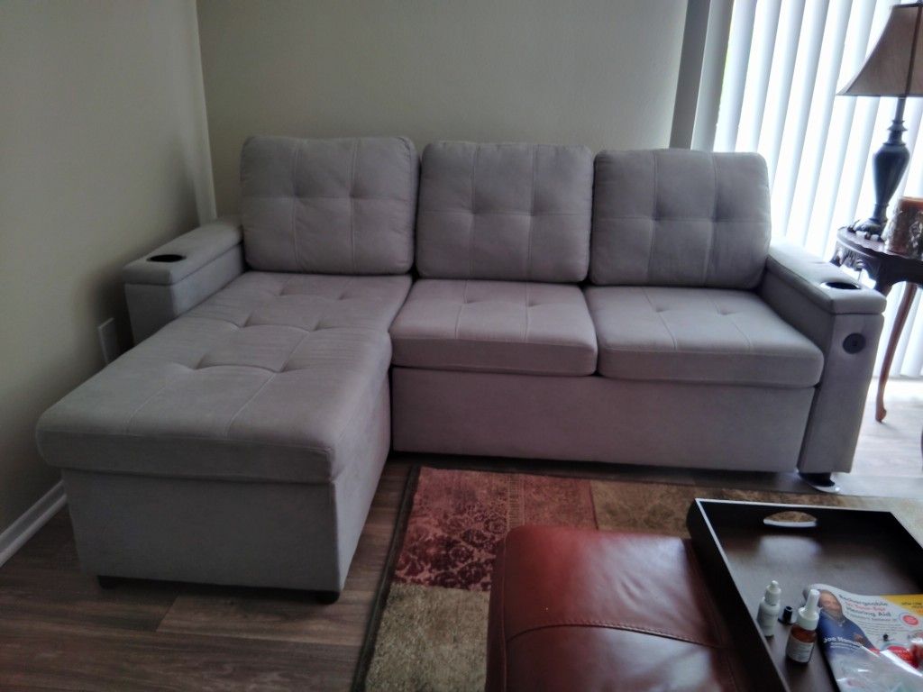 Grey Sectional/Bed, Lightly Use,