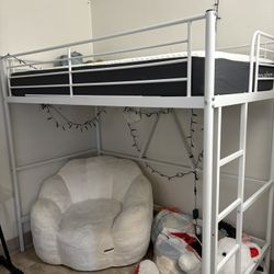VECELO Metal Loft Bed Twin Size, Heavy Duty Bedframe 
