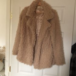 Faux Fur Beige Coat Jacket