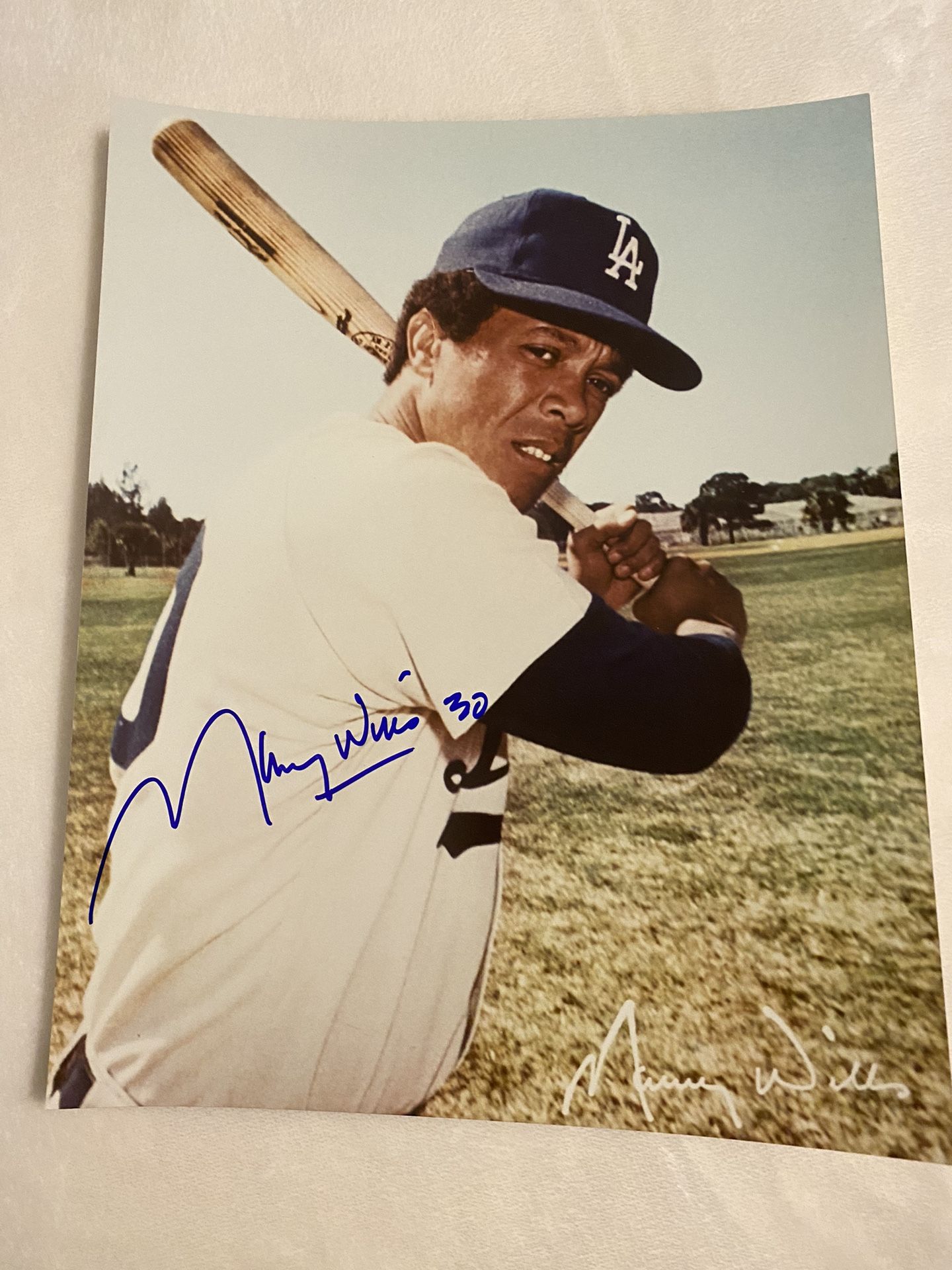 Maury Wills Signed 8 X 10 Photo