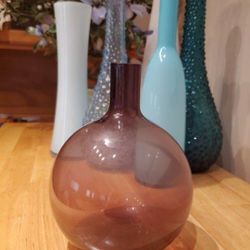 Vintage MCM 1950'S Purple Hand Blown Glass Vase
