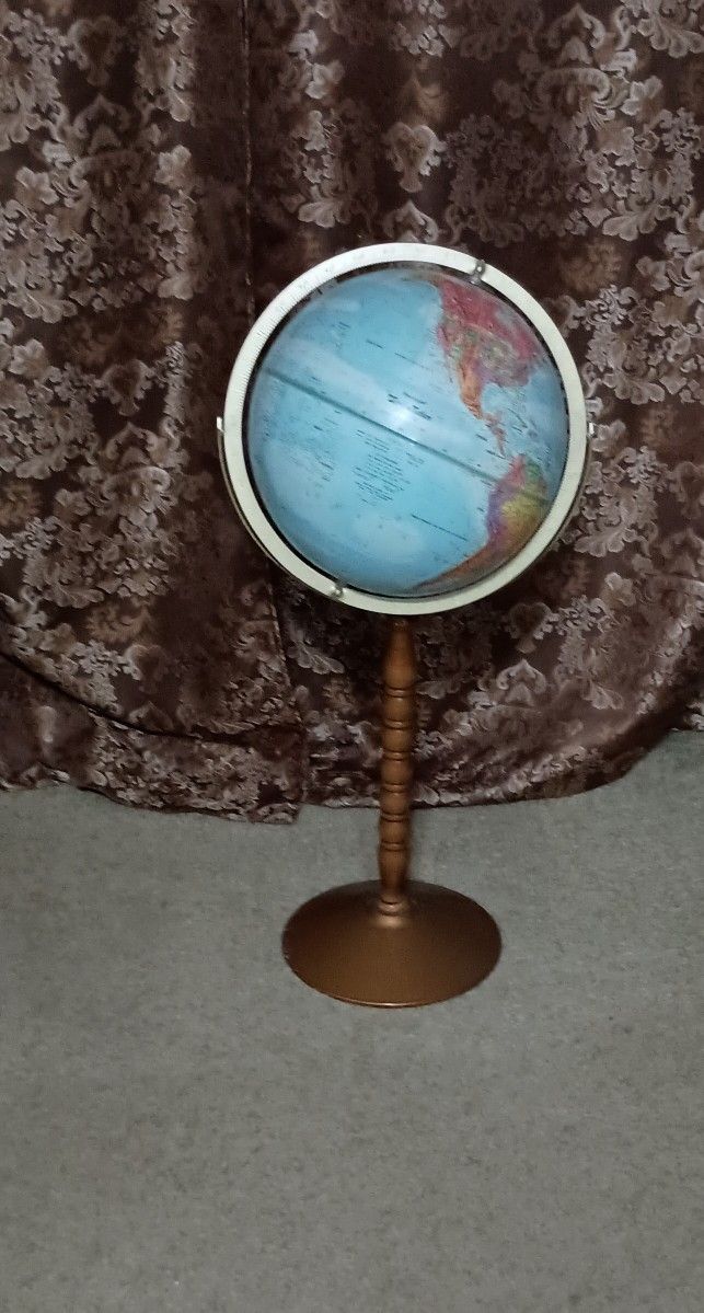 Vintage Replogle World Nation Series Globe On Wooden Stand
