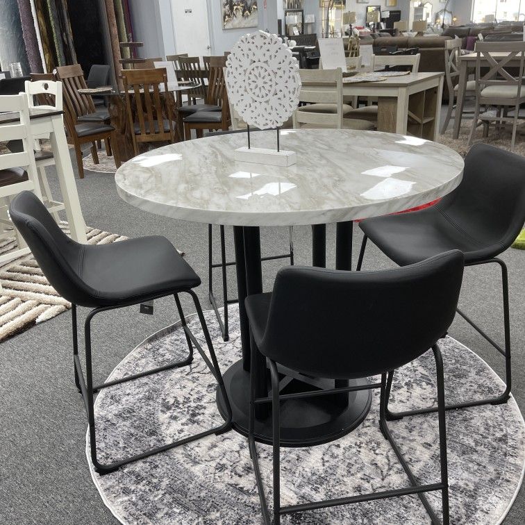 !!CRAZY LOW PRICES !! New Whte Marble 5 Pc Counter Hirght Dining Set