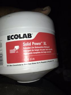Ecolab Solid Power XL. Extended life dish machine detergent.
