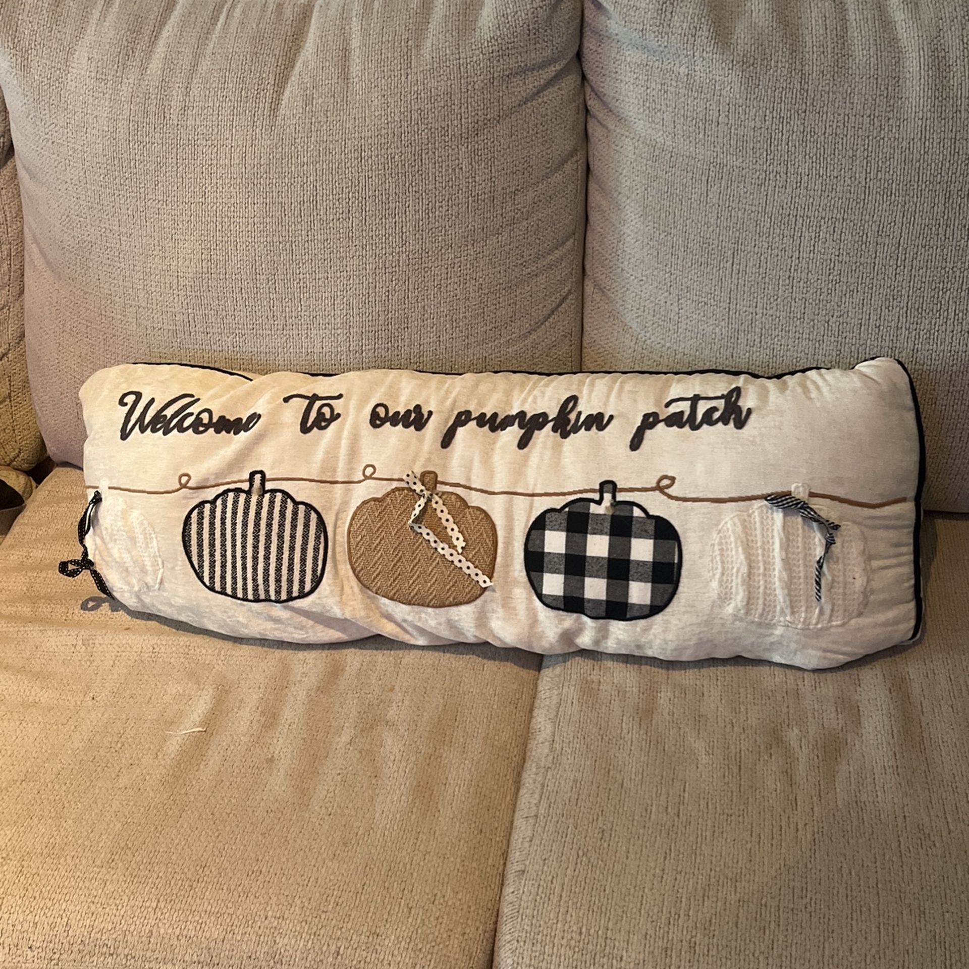 Large “Welcome To Our pumpkin Patch” Fall Pillow