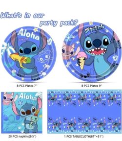 Stitch Party Supplies, 16 Plates, 20 Napkins and 1 Tablecover for Stitch Birthda 2 set