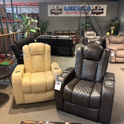 Top Grain Leather Power Recliner - Transformer Collections 