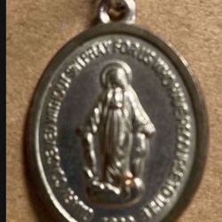 Silver Toned Virgin Mary Pendant